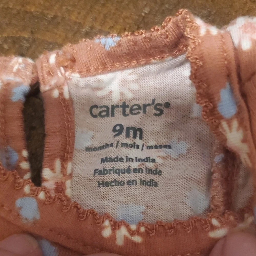 🐻 Carter's Orange Floral Long Sleeve Bodysuit